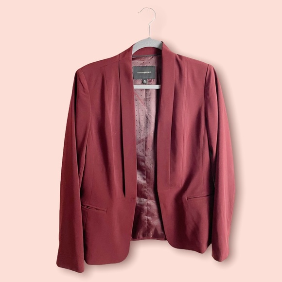 Banana Republic Factory Jackets & Blazers - Banana Republic Factory Tuxedo Soft Blazer in Black Rose Burgundy Size 10